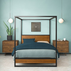 Metal and deals wood canopy bed